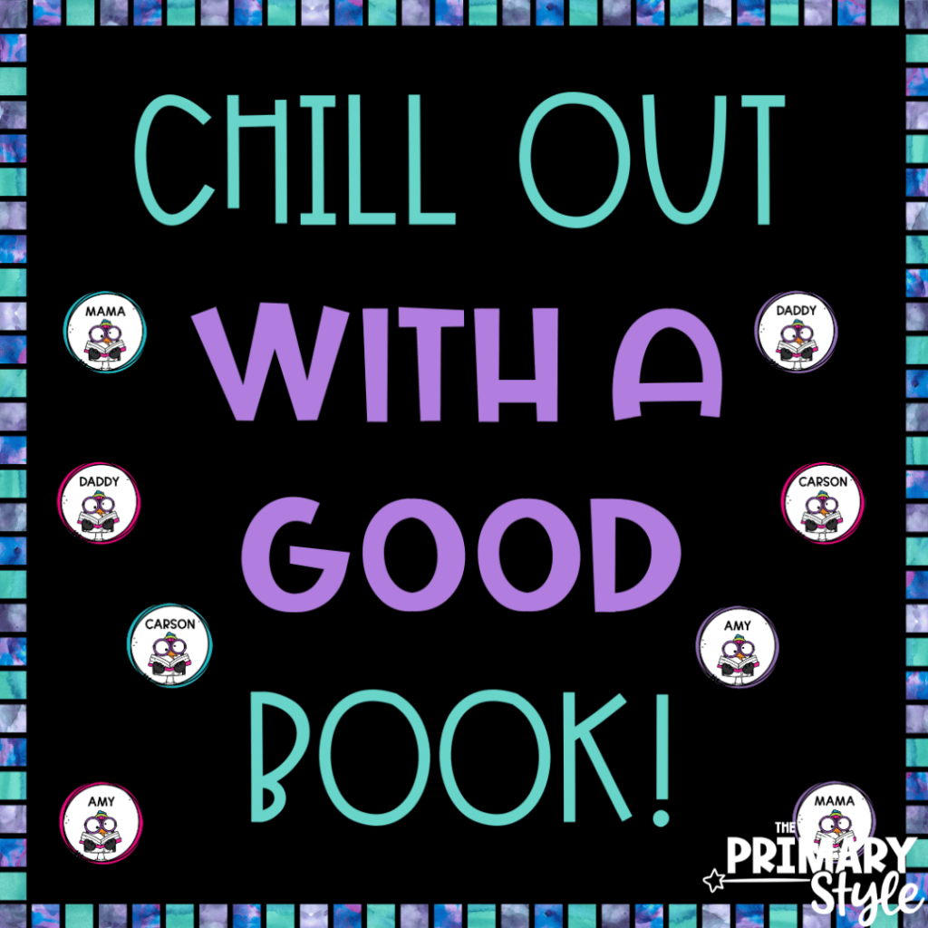 Celebrate reading in your classroom with this bulletin board that says, "Chill Out with a Good Book!"