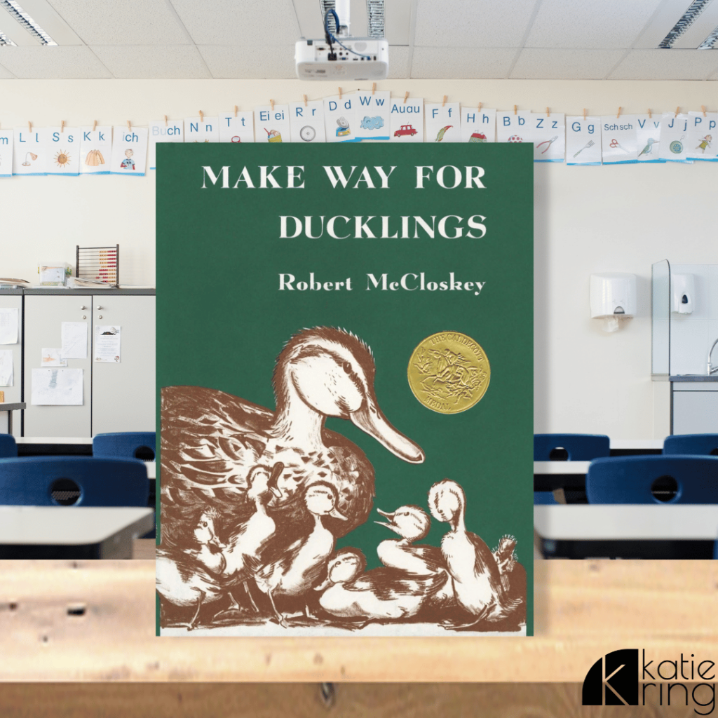 This image shows the book, "Make Way for Ducklings". This is another great read aloud to share in your primary classroom.