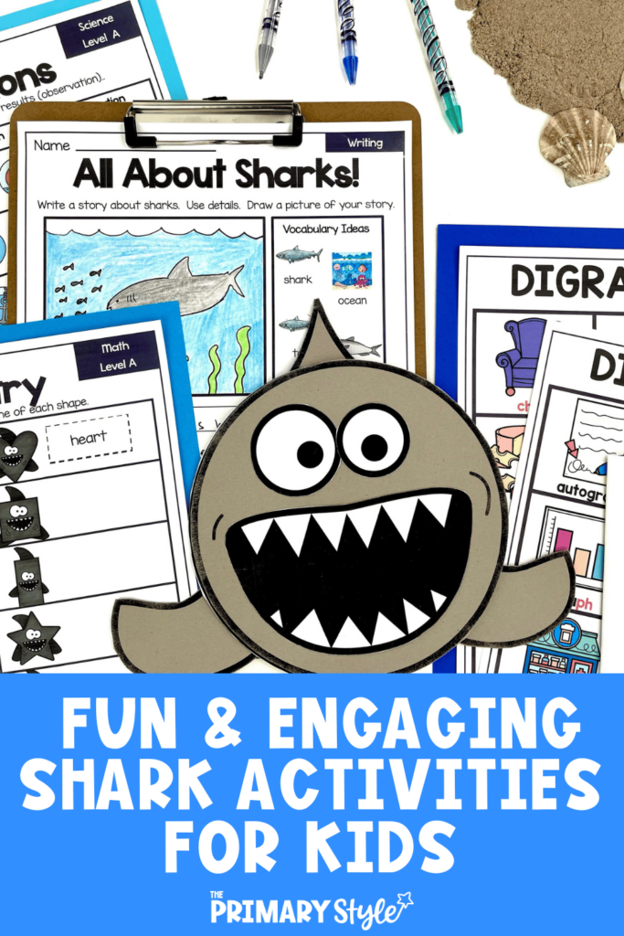 These fun and engaging shark activities for kids are perfect for summer learning! This exciting shark unit includes math, reading, writing, science and even a fun craft for lower elementary students.