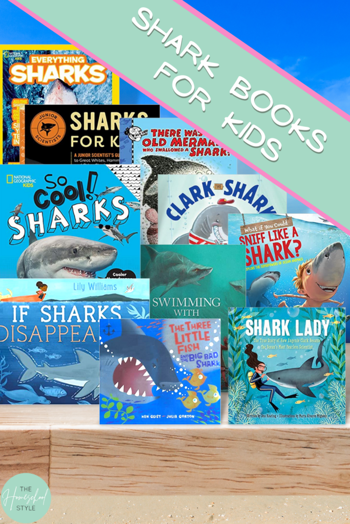 Teaching your kiddos all about sharks is not only exciting but easy with these shark books your kids will love. From non fiction books featuring famous shark experts and interesting facts, to fiction books with funny stories, these shark books are sure to get your students excited to learn all about sharks. #thehomeschoolstyle #sharkbooks