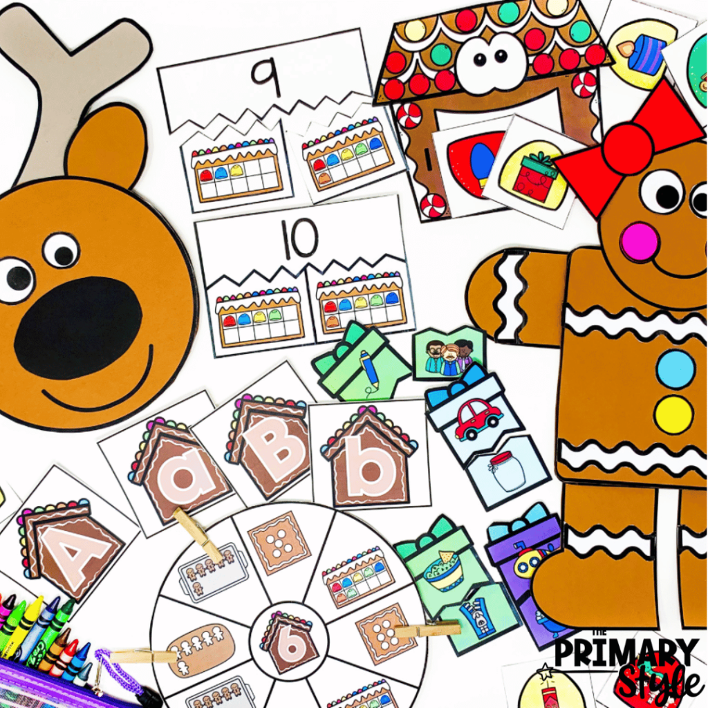 The December activities in this resource are great for thematic teaching that brings in themes like reindeer and gingerbread. Use these in your winter activities as you work on planning a year of lessons. 