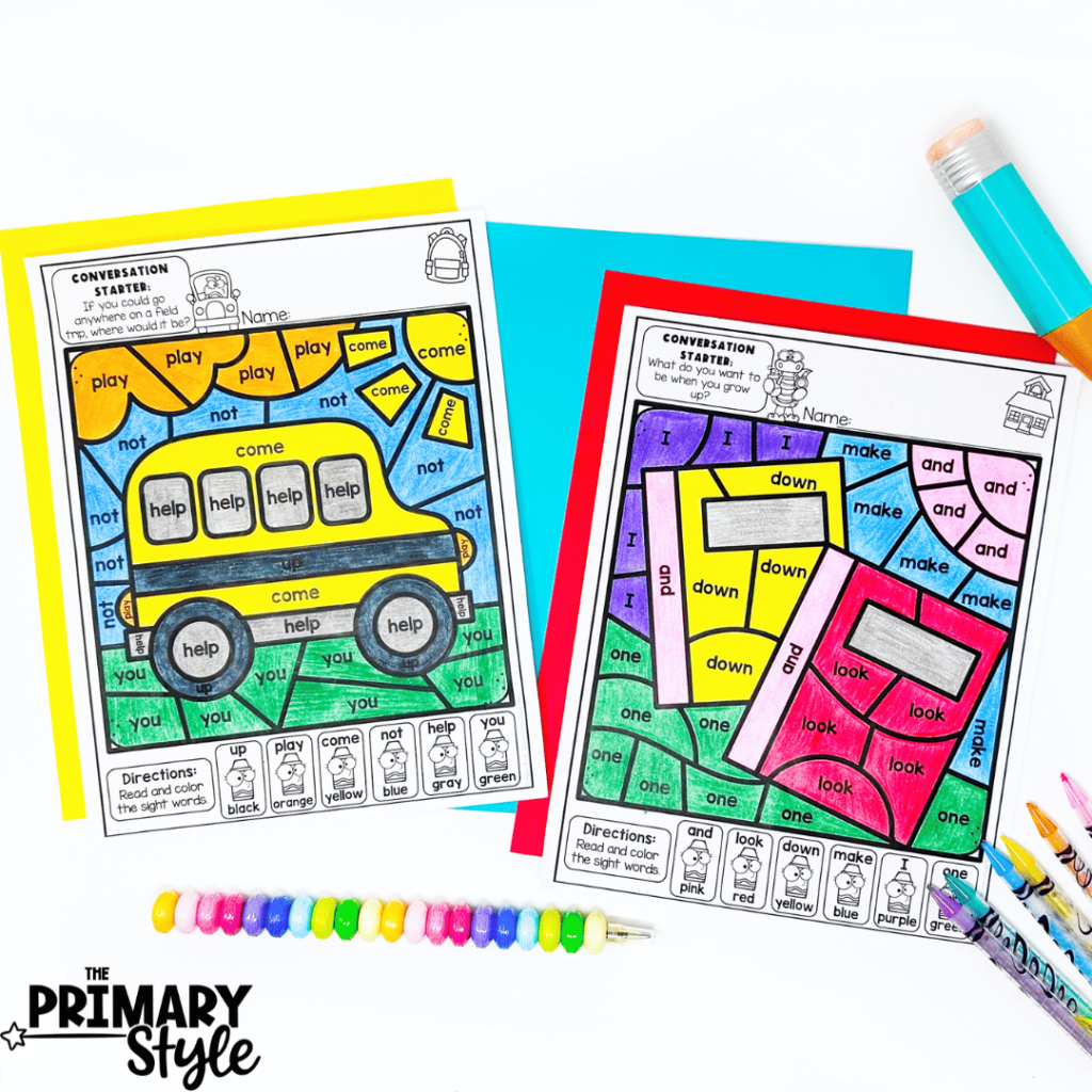 With this worksheet, students will color themed pictures using a code.