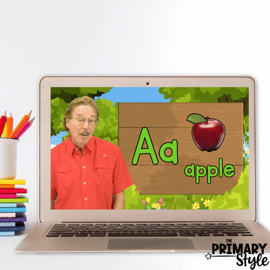 This image shows a Jack Hartman video that you can use when teaching the alphabet. It targets letters and sounds.