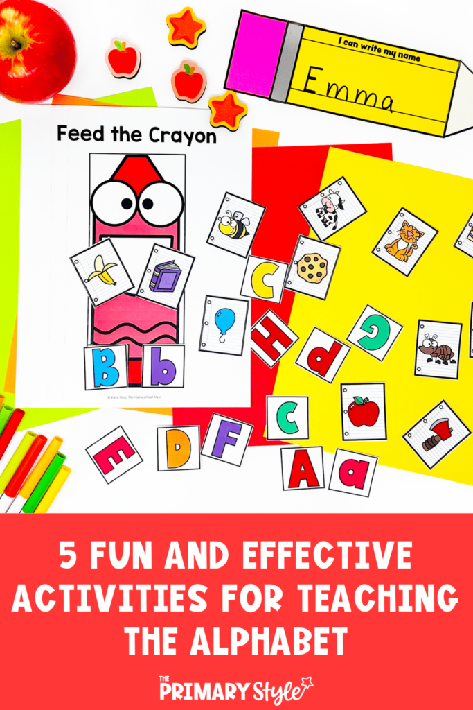 Looking for some fun and effective activities for teaching the alphabet in your kindergarten or preschool classroom? In this post, I share 5 of my favorite activities include alphabet videos, print and go alphabet worksheets and literacy centers that focus on matching uppercase and lowercase letters!