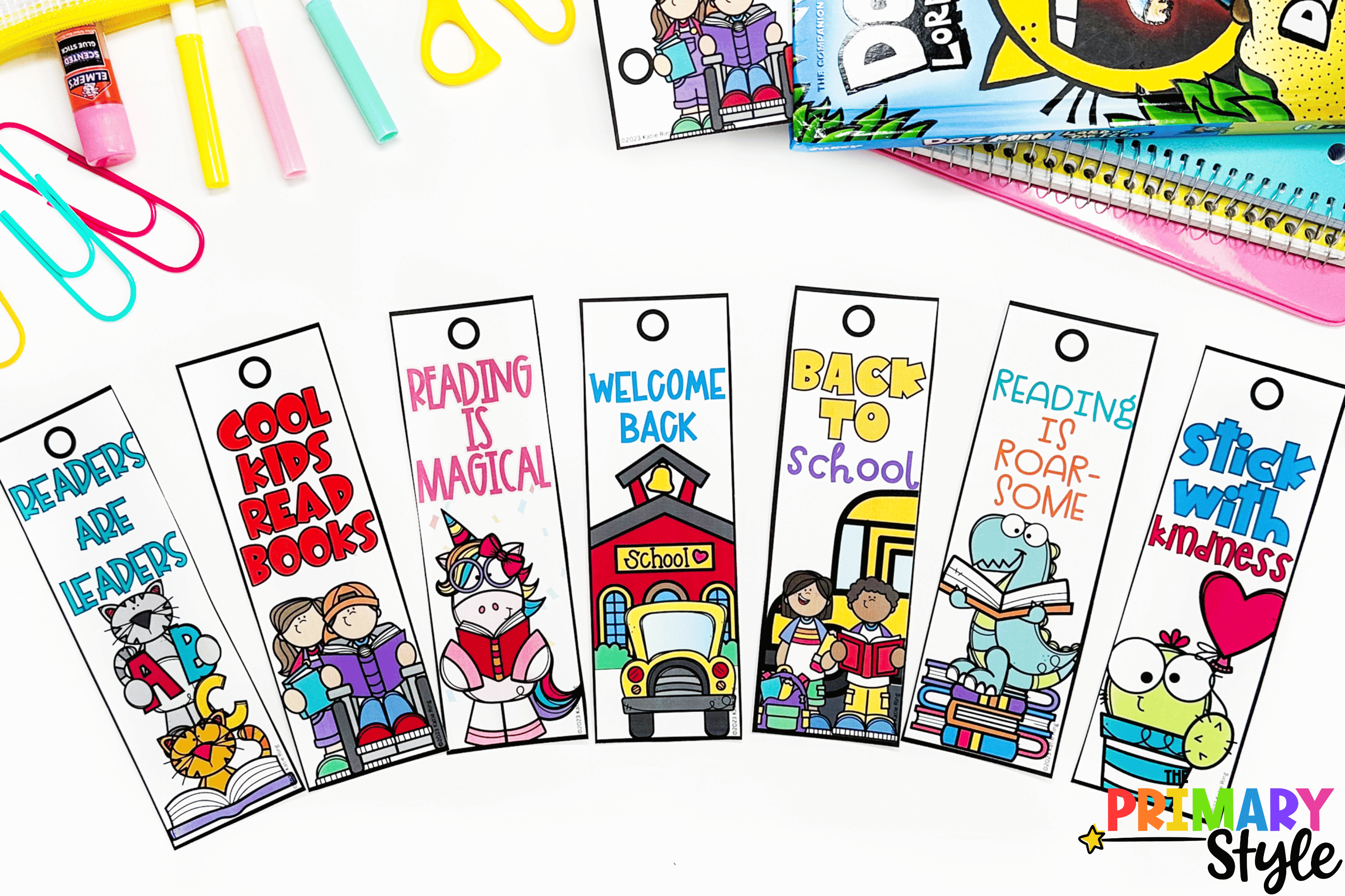 This photo displays bookmarks that can be used as a reading activity to encourage literacy in the primary classroom.