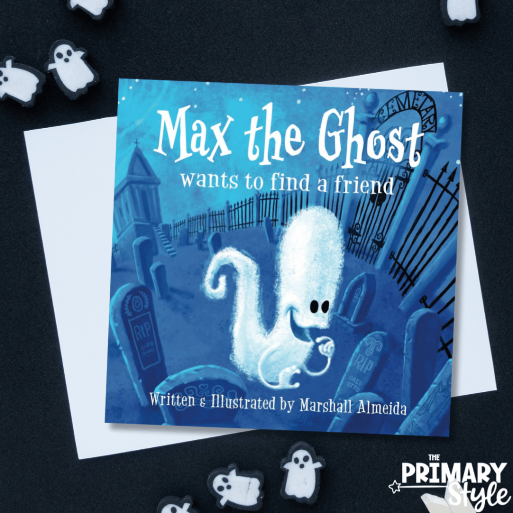 This image highlights "Max the Ghost" a great Halloween read aloud.