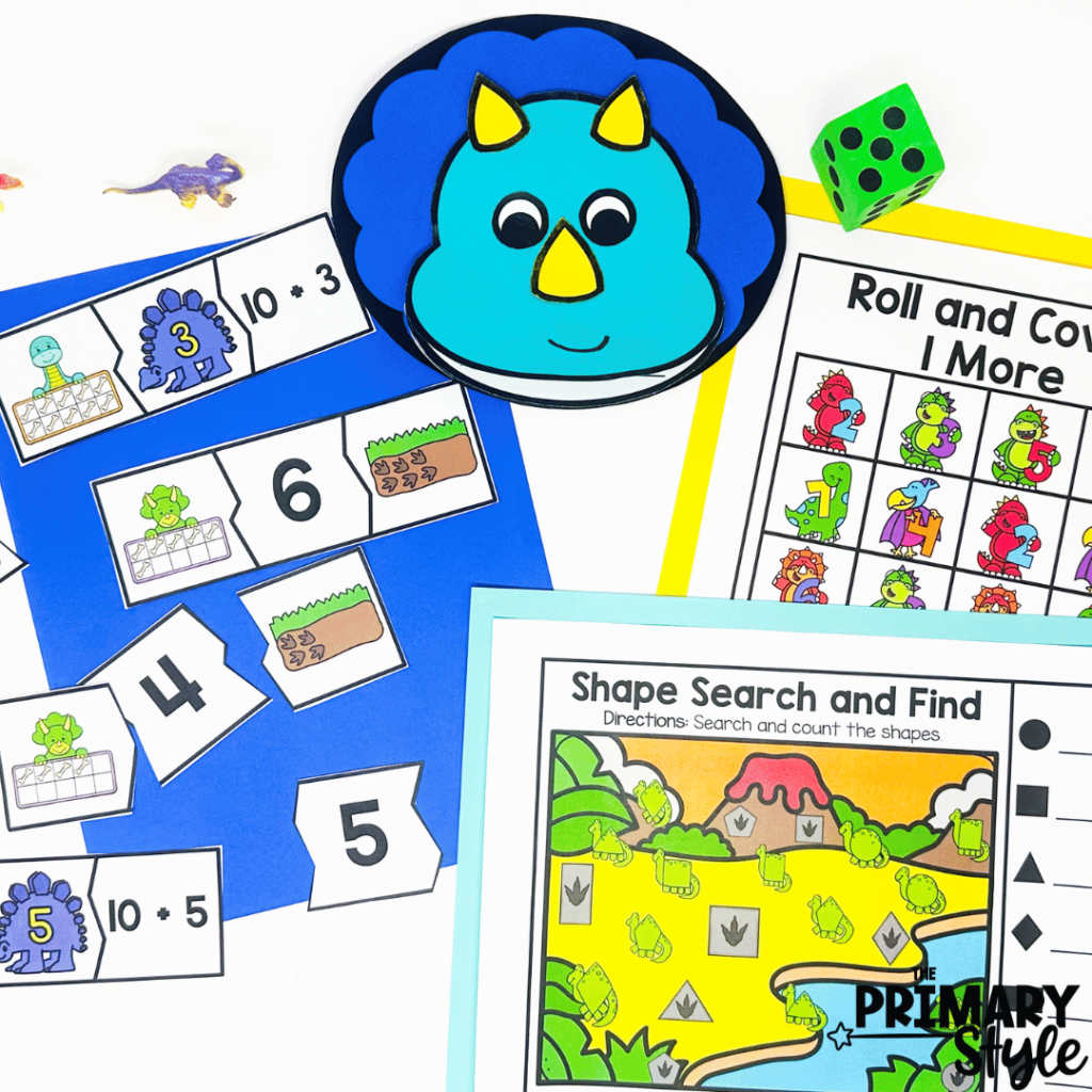 This photo showcases math and literacy activities that students will love.