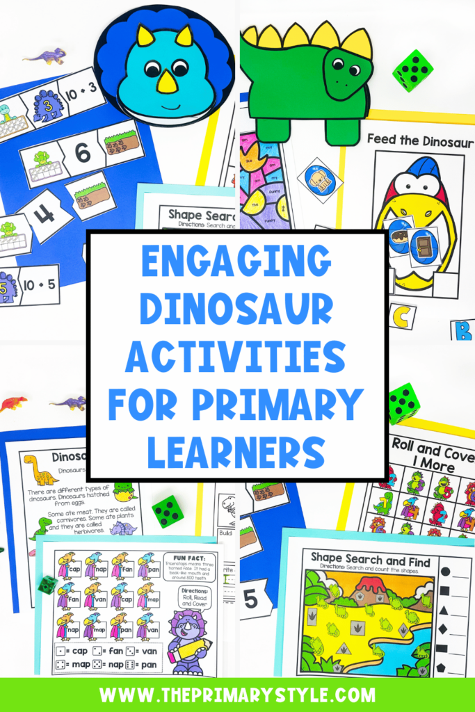 Want to immerse your students in the world of dinosaurs with fun activities that they will really enjoy? These engaging dinosaur activities for primary learners include ideas for read alouds, videos for kids, center activities and more to engage students during a dinosaur unit!