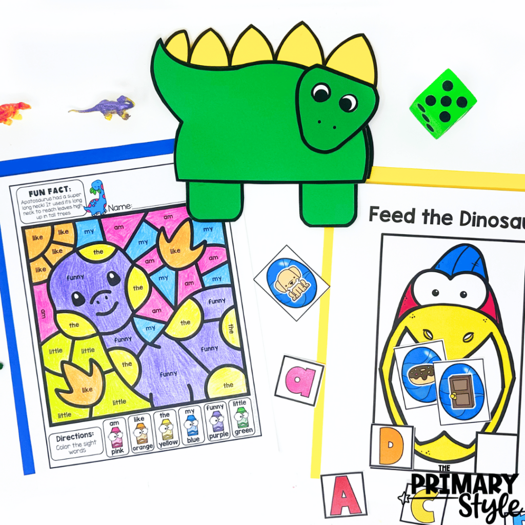 Students will enjoy thematic dinosaur activities found within the unit.