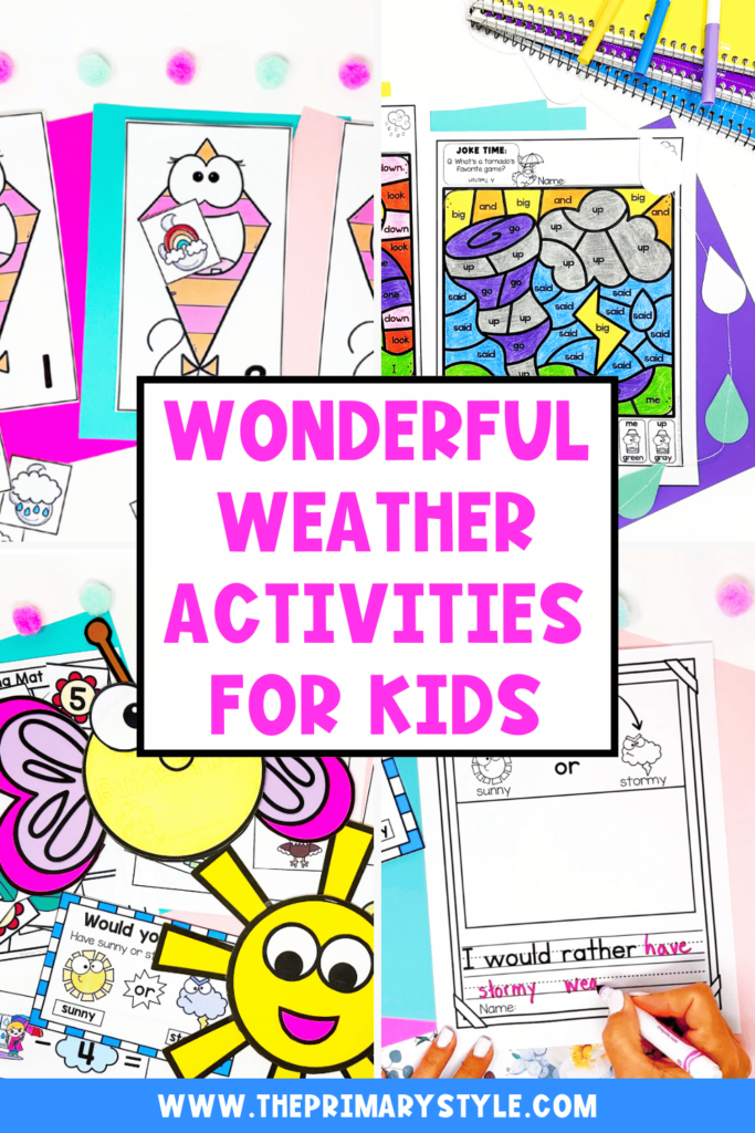 Looking for some engaging activities to add to your weather unit for primary grades? These wonderful weather activities for kids include ideas for center activities, crafts, read alouds and color by code worksheets that students will love!