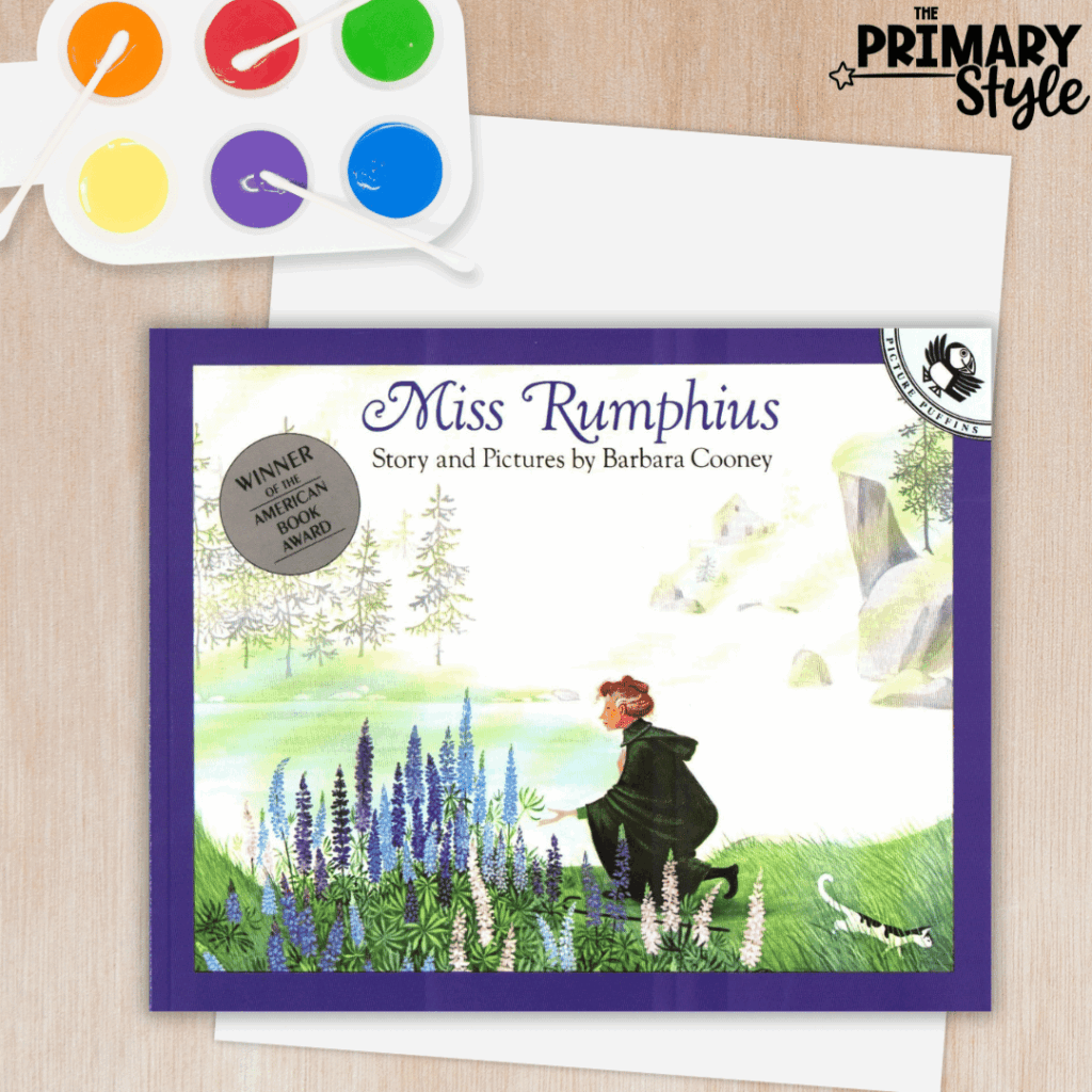 After reading Miss Rumphius with students, they can create lupine finger paintings.