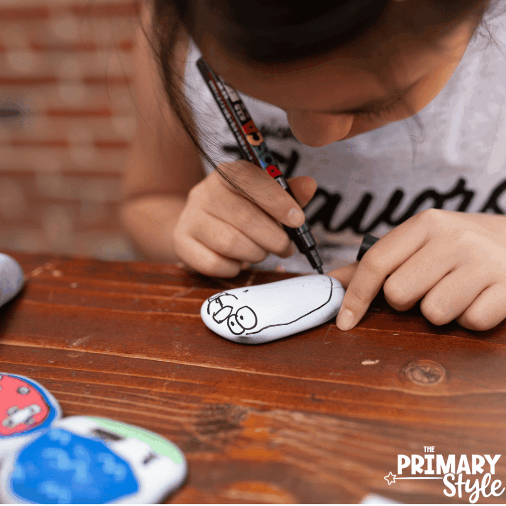 Not only do Kindness rock share kindness in the community, but creating them is a great calming, creativity activity for kids.