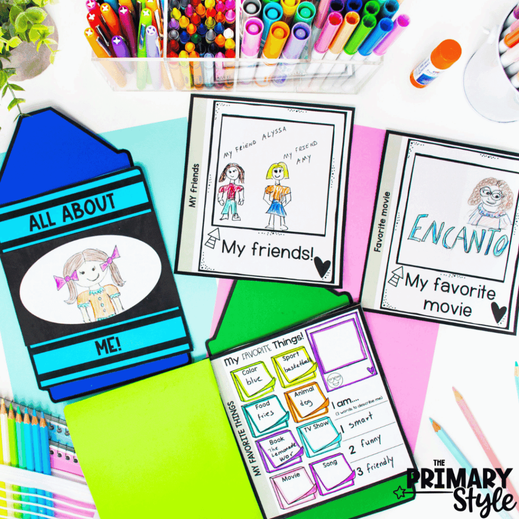Get to know students with these pages that come together to make an adorable "All about me" crayon craft.