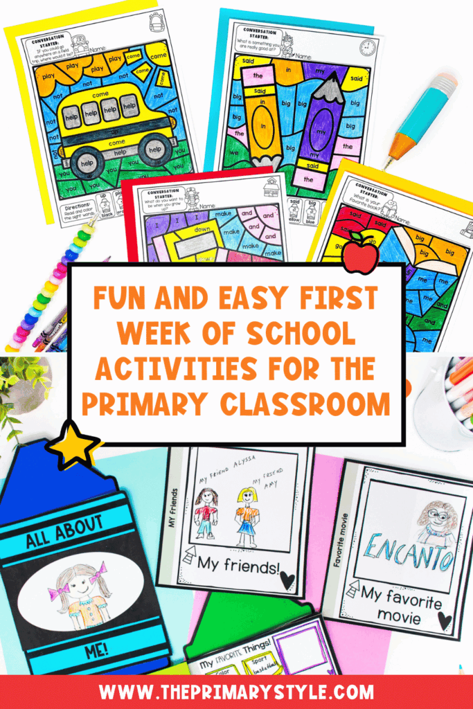 Looking for some fun and easy first week of school activities that will help you get to know your students and easy into your back to school routine? This post is full of ideas from read alouds and bulletin boards, to back to school review and even "All About Me" activities!