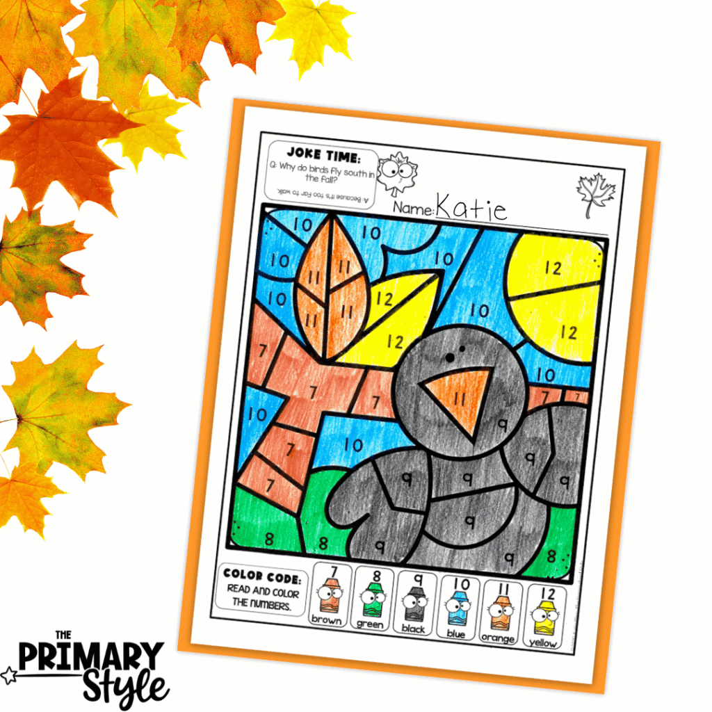 Be sure to grab these free autumn themed color by code activities.