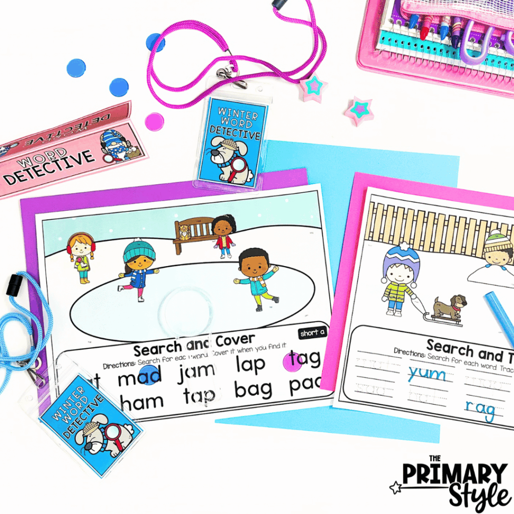 This image highlights Winter themed search and find printables.