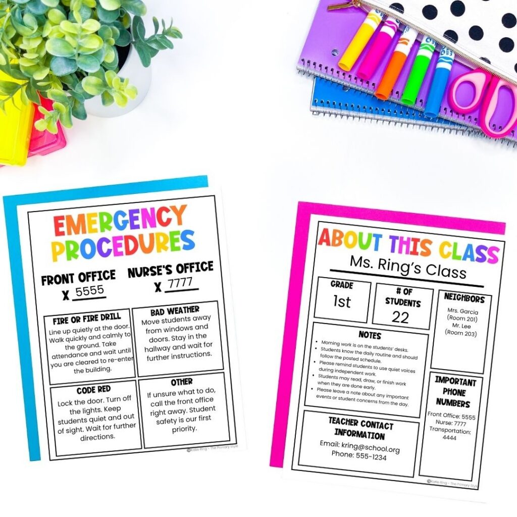 When preparing kindergarten sub plans, start with the big picture.
