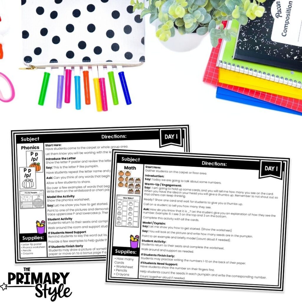 Give your substitute directions that are easy to follow and include scripts they can use.