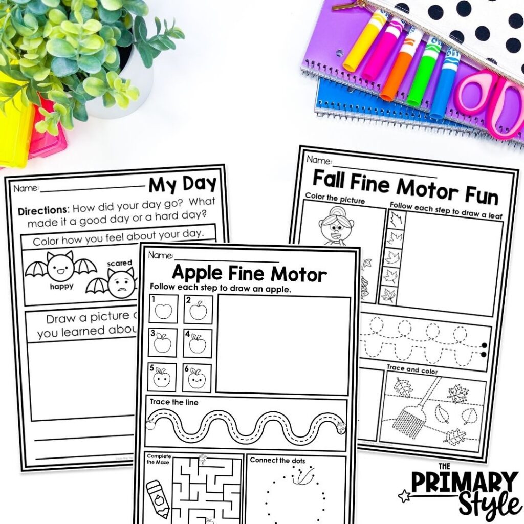 Include "Just in Case" activities in your kindergarten substitute binder.